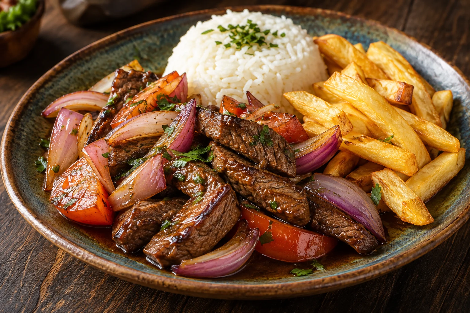 Lomo saltado con arroz